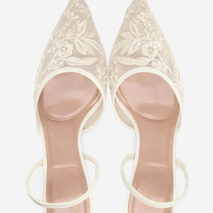 Women’s Embroidered Slingback Kitten Heels
