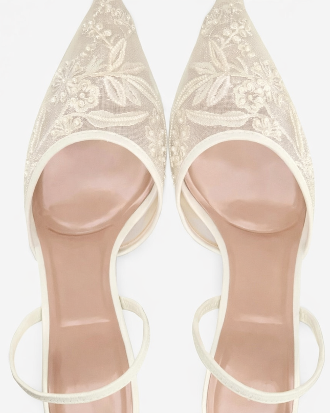 Women’s Embroidered Slingback Kitten Heels