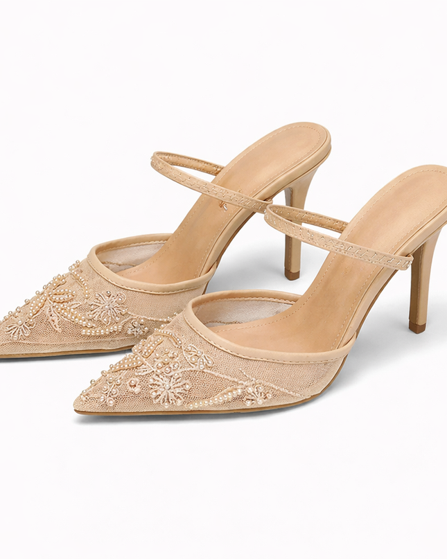 Women’s Embroidered Slingback Kitten Heels