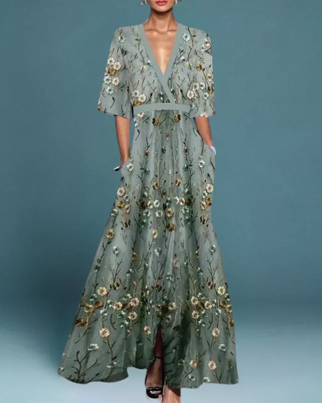 Women’s Floral Border Maxi Dress