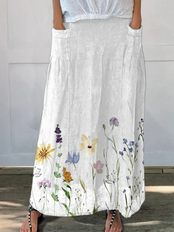 Women’s Floral Border Maxi Skirt