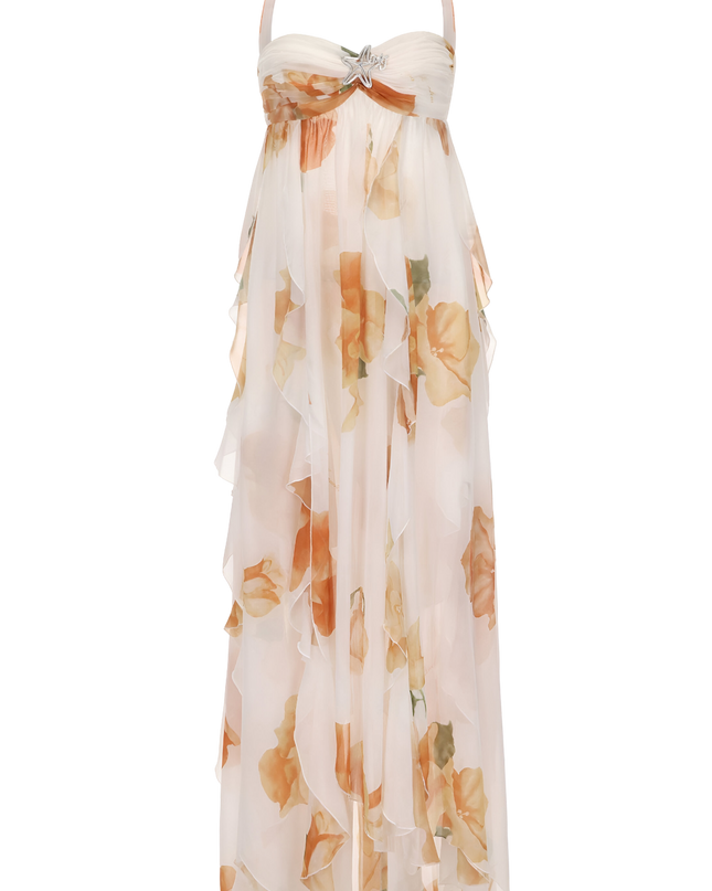 Women’s Floral Chiffon Halter Maxi Dress