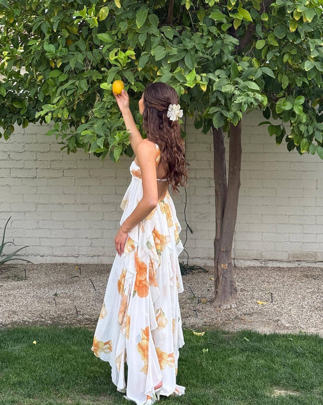 Women’s Floral Chiffon Halter Maxi Dress