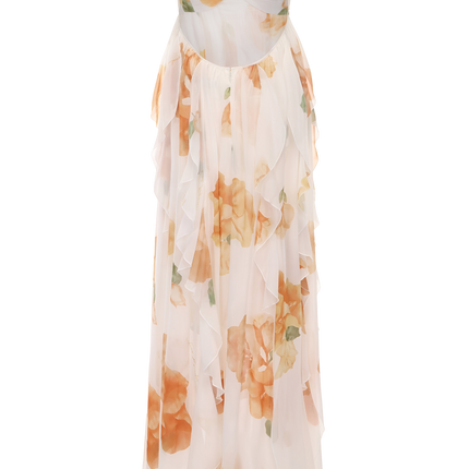 Women’s Floral Chiffon Halter Maxi Dress