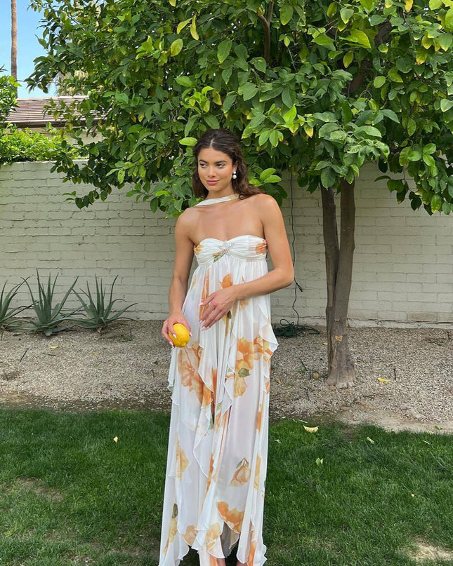Women’s Floral Chiffon Halter Maxi Dress