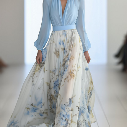Women’s Floral Chiffon Maxi Dress