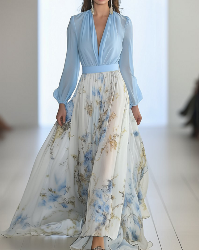 Women’s Floral Chiffon Maxi Dress