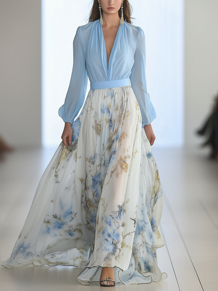 Women’s Floral Chiffon Maxi Dress