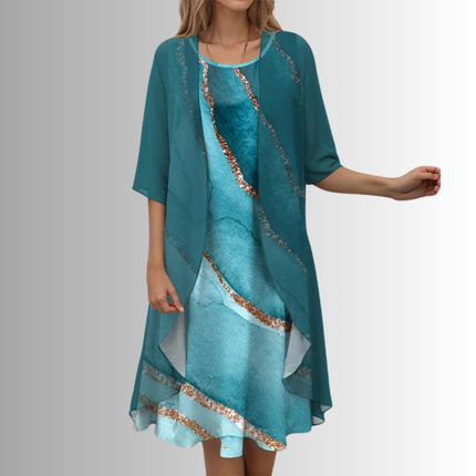 Women’s Floral Dress and Open Front Cardigan Set