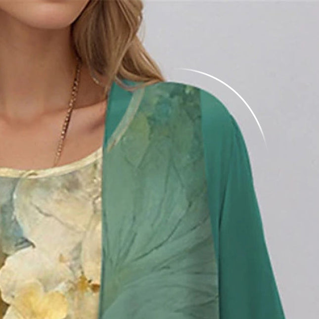 Women’s Floral Dress and Open Front Cardigan Set