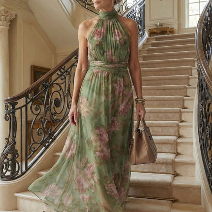 Women’s Floral Halter Maxi Dress