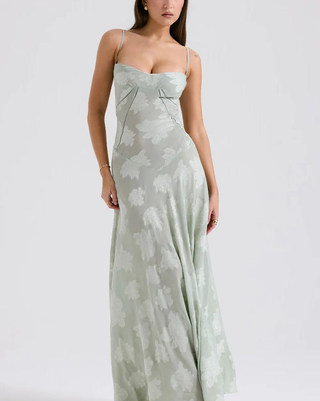 Women’s Floral Jacquard Maxi Dress