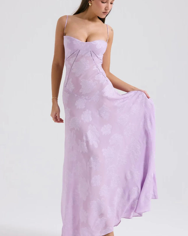 Women’s Floral Jacquard Maxi Dress