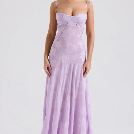 Women’s Floral Jacquard Maxi Dress