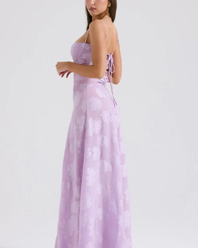 Women’s Floral Jacquard Maxi Dress