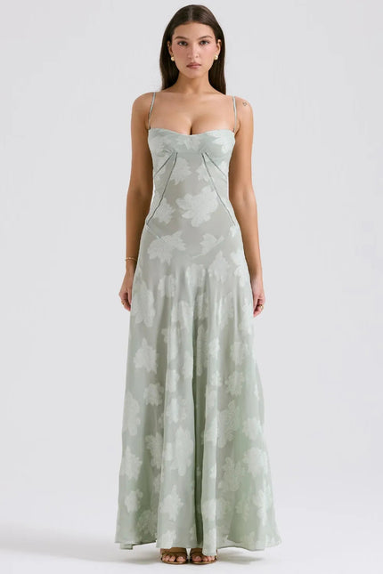Women’s Floral Jacquard Maxi Dress