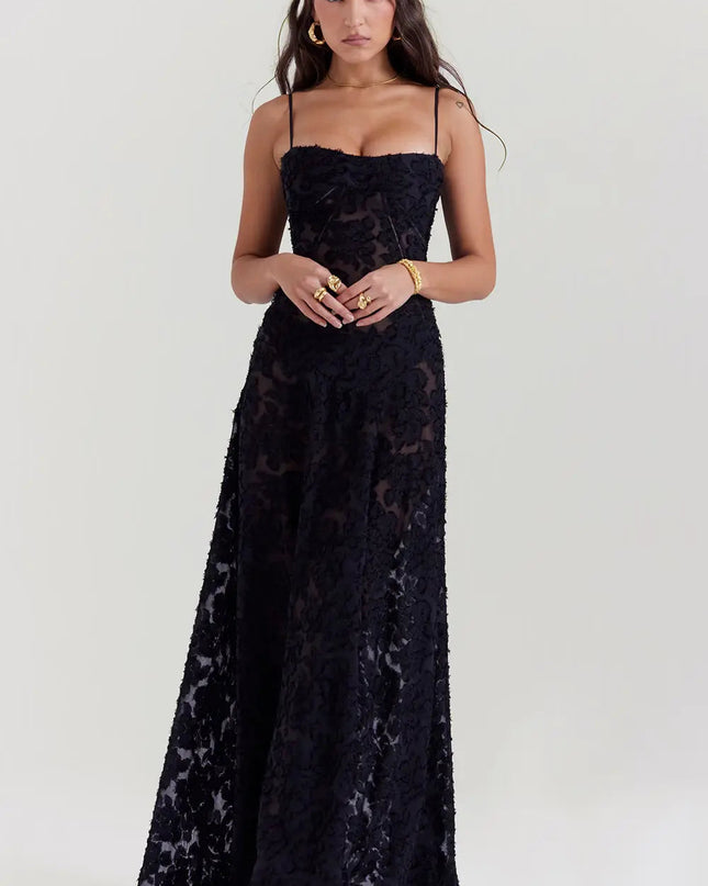 Women’s Floral Jacquard Maxi Dress