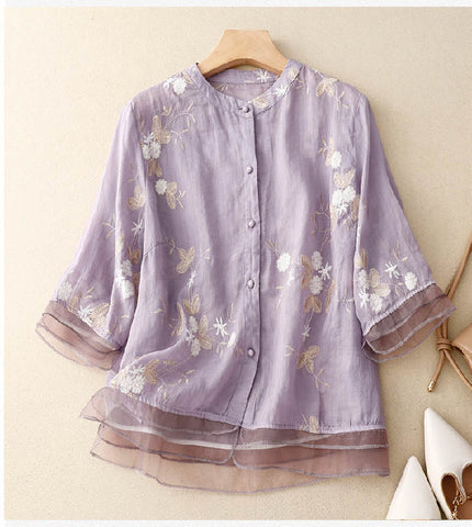 Women’s Floral Layered Hem Blouse