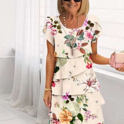 Women’s Floral Layered Hem Dress