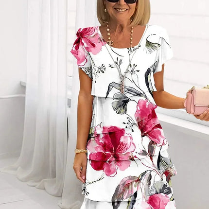 Women’s Floral Layered Hem Dress