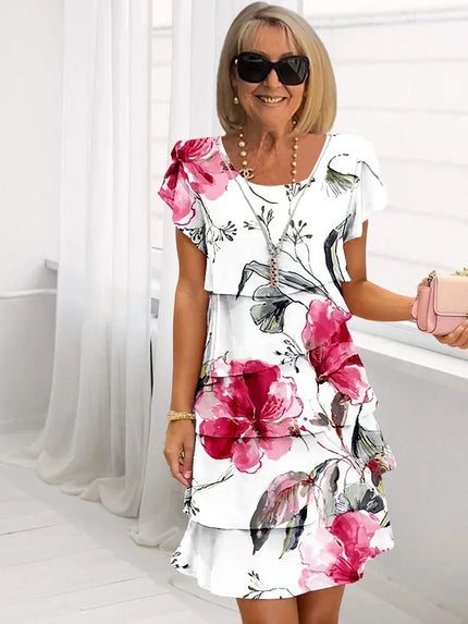 Women’s Floral Layered Hem Dress