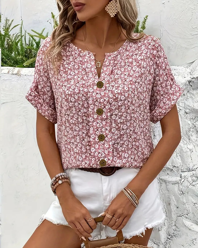 Women’s Floral Notch Neck Top