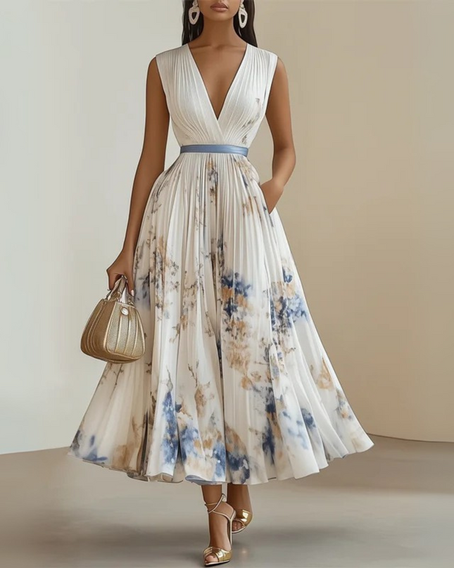 Women’s Floral Pleated Summer Wedding Guest Dress