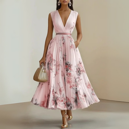 Women’s Floral Pleated Summer Wedding Guest Dress