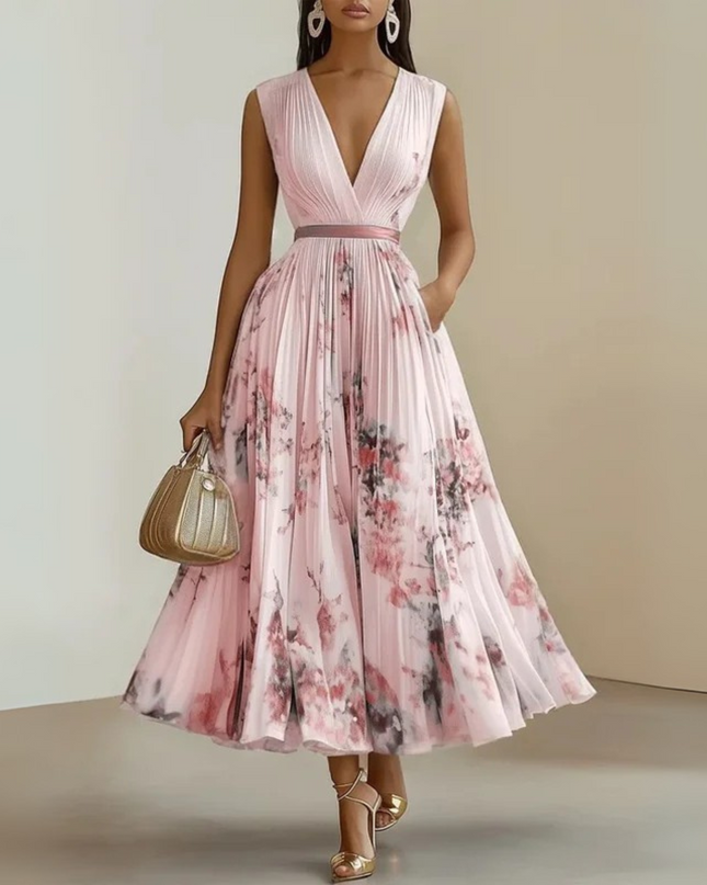 Women’s Floral Pleated Summer Wedding Guest Dress
