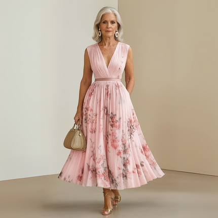 Women’s Floral Pleated Summer Wedding Guest Dress