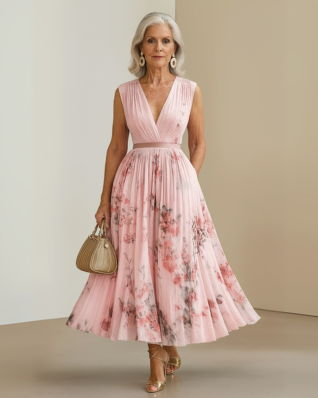 Women’s Floral Pleated Summer Wedding Guest Dress
