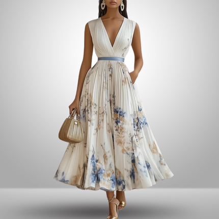 Women’s Floral Pleated Summer Wedding Guest Dress