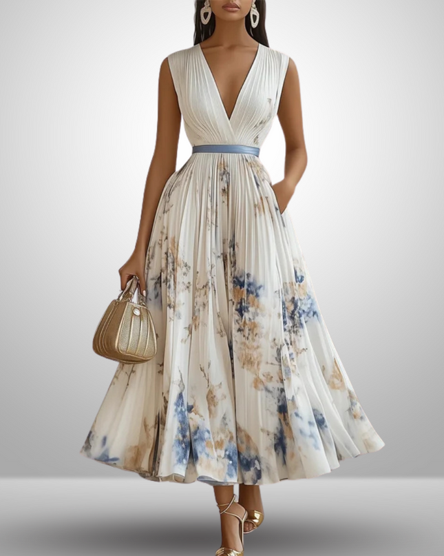 Women’s Floral Pleated Summer Wedding Guest Dress