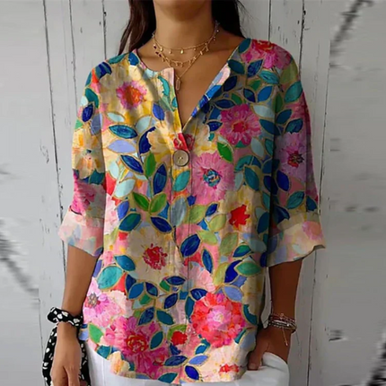 Women’s Floral Print Button Detail Blouse