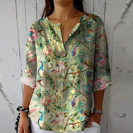 Women’s Floral Print Button Detail Blouse