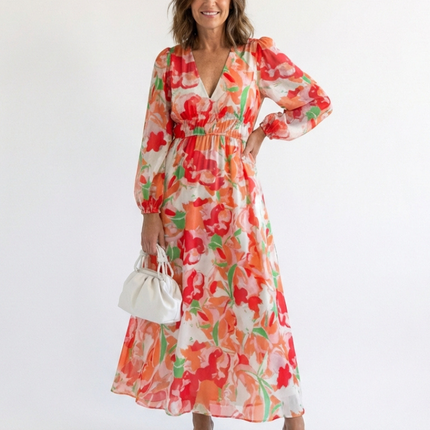 Women’s Floral Smocked Waist Maxi Dress