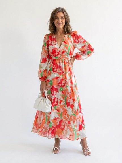 Women’s Floral Smocked Waist Maxi Dress