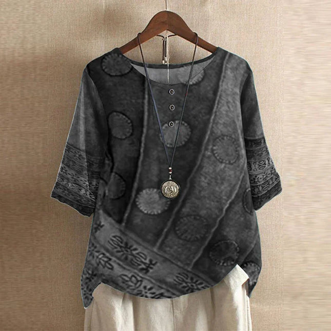 Women’s Floral Textured Button Detail Top