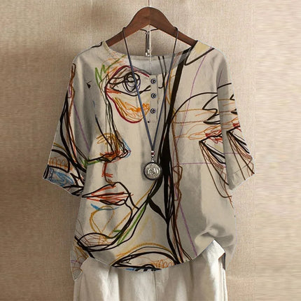 Women’s Floral Textured Button Detail Top