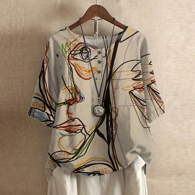 Women’s Floral Textured Button Detail Top