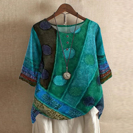 Women’s Floral Textured Button Detail Top