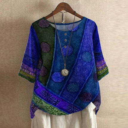 Women’s Floral Textured Button Detail Top