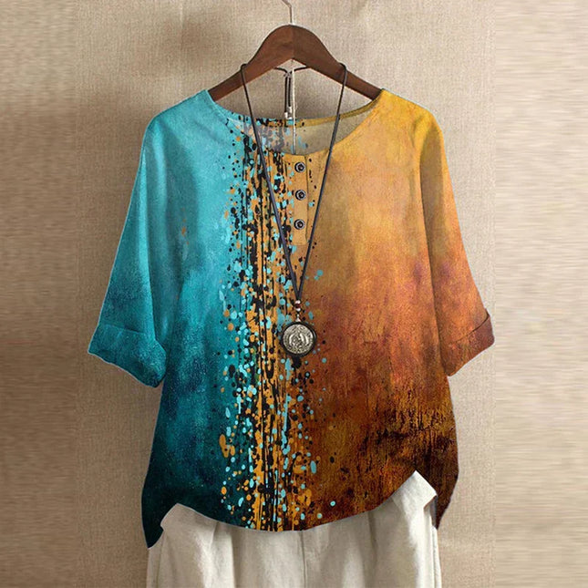 Women’s Floral Textured Button Detail Top