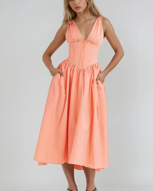 Women’s Floral V-Neck Midi Dress