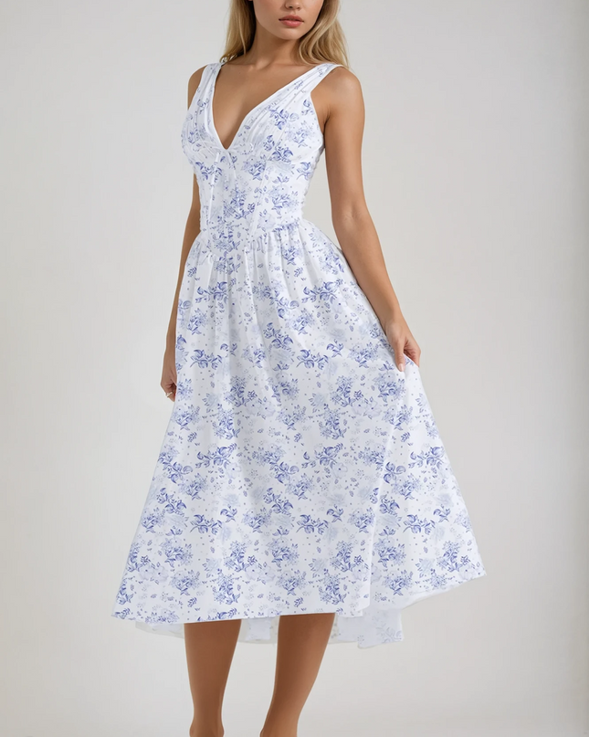 Women’s Floral V-Neck Midi Dress