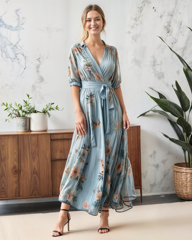 Women’s Floral Wrap Midi Dress