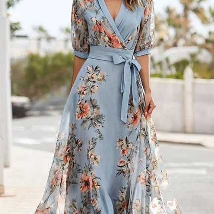Women’s Floral Wrap Midi Dress