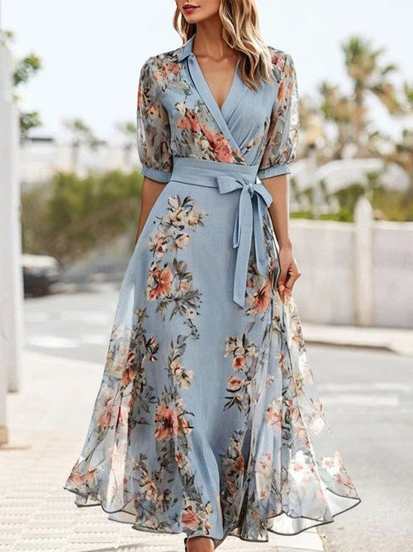 Women’s Floral Wrap Midi Dress
