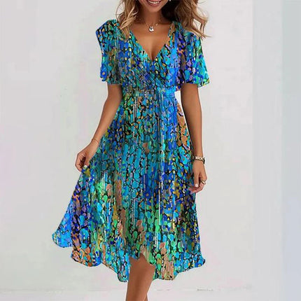 Women’s Flutter Sleeve Floral Wrap Dress