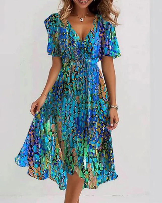 Women’s Flutter Sleeve Floral Wrap Dress